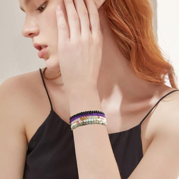 Gemstone Bracelets Set 20pcs | Multi-Color Pearl Beaded Stackable Jewelry - Picture 5 of 7